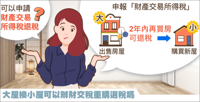 大屋換小屋，再兩年內有買新屋，可以申請退稅