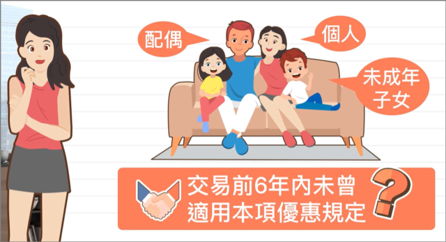 房地合一稅自用稅率資格-本人配偶未成年子女交易前6年未曾適用本項優惠規定的意思
