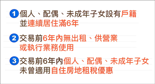 自用稅率適用資格須符合3項條件