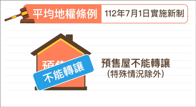 112/7實施平均地權後，預售屋不能轉讓