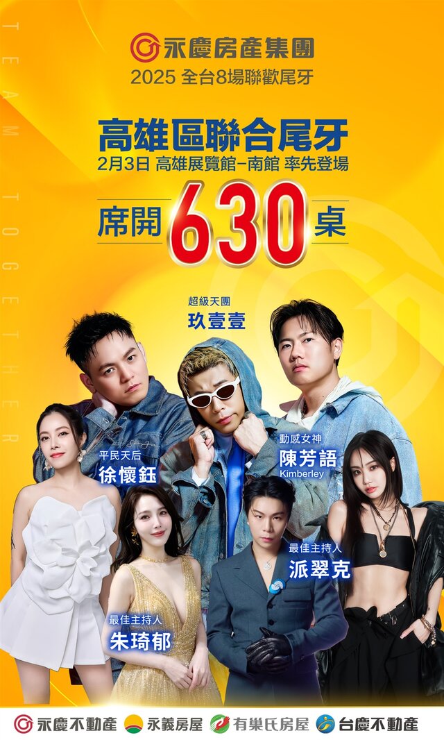年終歲末尾牙季，高雄聯合尾牙630桌打頭陣！永慶房產集團全台8場尾牙，預計近3.2萬人參與(永慶房產集團提供)